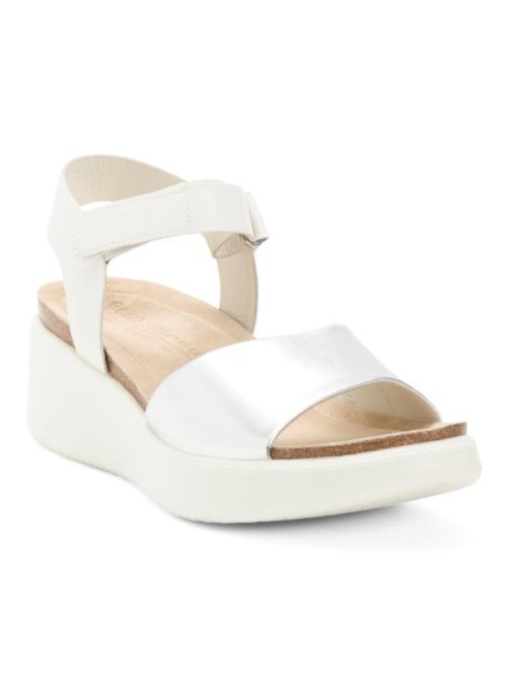 ECCO Leather Flowt Cork Wedge Comfort Sandals - Picture 1 of 3
